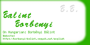 balint borbenyi business card